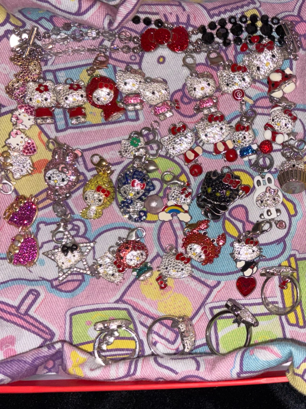 Swarovski Multicolor Hello Kitty Charm & Ring Mix